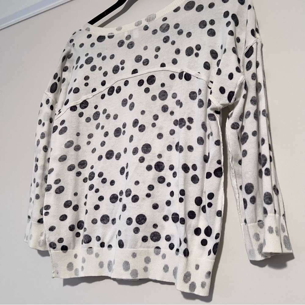 CAbi Black and White Polka Dot Cardigan 100% Cotton Sweater - Picture 5 of 7